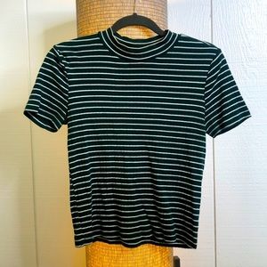 Forever 21 Green and White Striped Crop Top